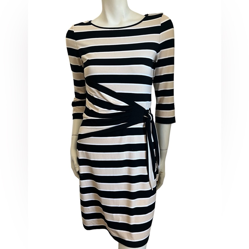 White House Black Market Black & Cream Casual Dress Size 4